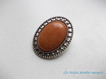 Red aventurine oval brooch - Img 2