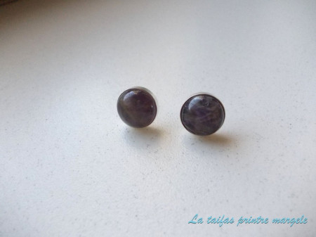 Sterling silver stud earrings with 10 mm round amethyst - Img 2