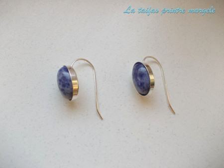 Cercei din argint cu sodalit oval 14 mm - Img 2
