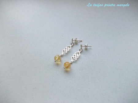 Long sterling silver earrings with citrine - Img 2