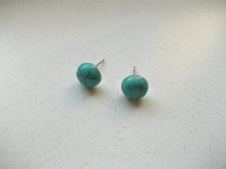 Sterling silver earstud earrings with turquoise 10 mm - Img 2