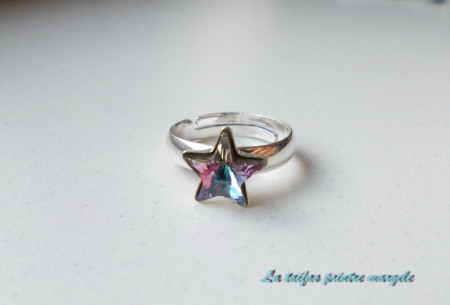 Inel reglabil din argint cu diferite variante de Cristal Swarovski stea Fancy Star - Img 6