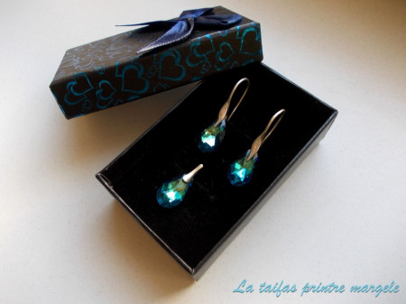 Set cercei şi pantantiv argint cu Cristale Swarovski lacrimă Bermuda Blue - Img 2