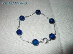 Blue agate silver bracelet
