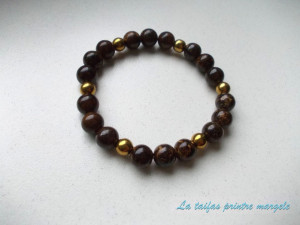Bronzite and golden hematite elastic bracelet