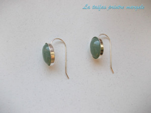 Cercei din argint cu aventurin verde oval 14 mm - Img 2