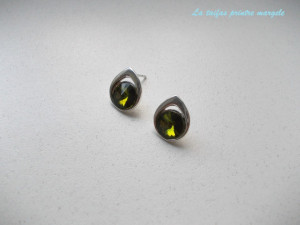 Cercei din argint cu şurub cu Cristale Swarovski rivoli Olivine