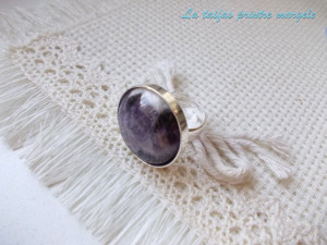 Inel din argint reglabil cu ametist rotund 20 mm