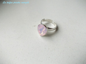 Inel reglabil din argint cu Cristal Swarovski fancy picătură Rose Water Opal - Img 2