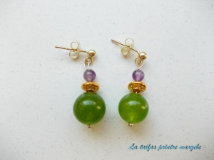 Peridote and amethyst golden earrings