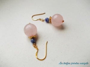 Pink quartz and sodalite earrings