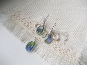 Set cercei şi pandantiv Cristale Swarovski lacrimă Province Lavander