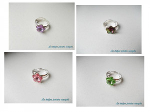 Sterling silver adjustable ring with various versions of Swarovski Crystal Fancy Flower