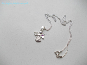 Sterling silver angel pendant with Rhinestone Swarovski Aurora Borealis
