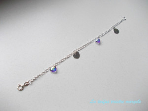 Sterling silver bracelet with heart-shaped Swarovski Crystals Aurora Borealis