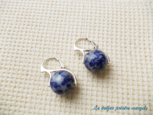 Sterling silver closed earwire earrings with sodalite
