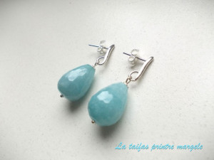 Sterling silver earrings with faceted teardrop angelite