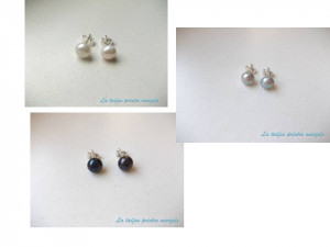 Sterling silver earstud earrings in different shades of 8 mm natural cultured pearls