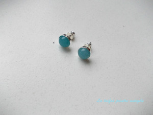 Sterling silver earstud earrings with angelite 8 mm