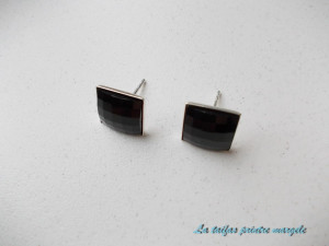 Sterling-silver earstud earrings with different versions of square-shaped Swarovski cabochons - Img 5