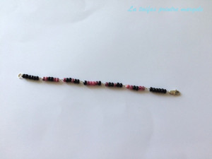 Sterling silver faceted ruby agate and onyx bracelet