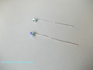 Sterling silver long chain earrings with Swarovski rivoli Aurora Borealis