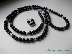 Blue goldstone necklace and earring set