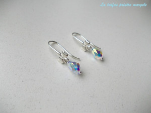 Cercei din argint cu fundiţă şi Cristale Swarovski picătură Auroră Boreală