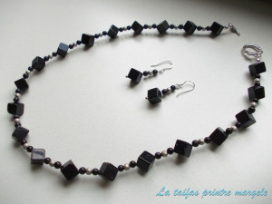 Cube blue goldstone neckless and earrings set - Img 2