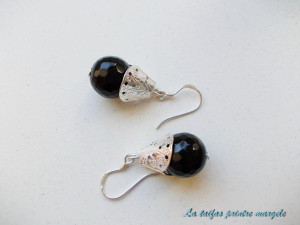Filigree cone and onyx earrings