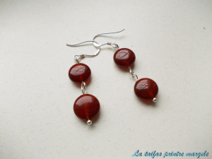 Flat round carnelian large earrings