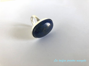 Inel reglabil din argint cu lapis lazuli oval - Img 2