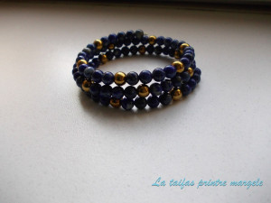 Spiral bracelet with lapis lazuli and golden hematite