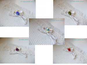 Sterling silver adjustable rings with different shades of Swarovski rivoli