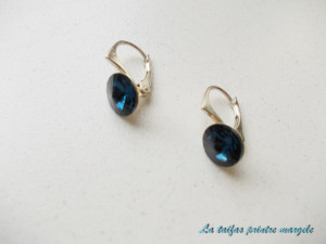 Sterling silver closed earwire earrings with Montana Swarovski Crystals