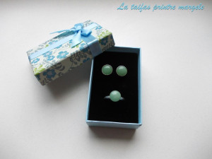 Sterling silver earrings and ring set with aventurine 10 mm