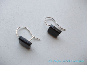 Sterling silver earrings with rectangular onyx - Img 3