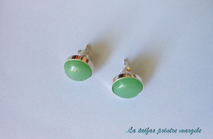 Sterling silver earstud earrings with 10 mm green aventurine