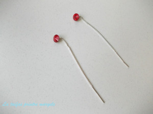 Sterling silver long chain earrings with Swarovski rivoli Light Siam