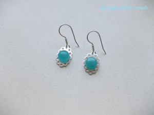 Sterling silver oval angelite earrings