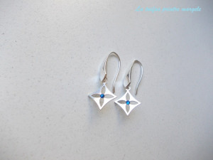 Sterling silver rhombus earrings with Rhinestone Swarovski Capri Blue