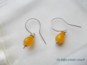 Teardrop yellow jade earrings