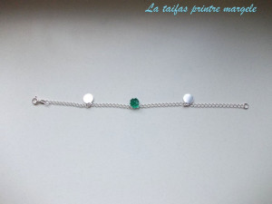 Brăţară argint cu charm bănuţi argint şi Swarovski trifoi Emerald