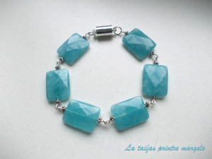 Rectangular faceted angelite bracelet