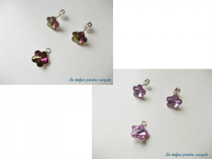 Set cercei şi pandant din argint cu diferite variante de Cristale Swarovski floare Fancy Flower