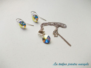 Set cercei şi pandantiv Cristale Swarovski rivoli Auroră Boreală - Img 2