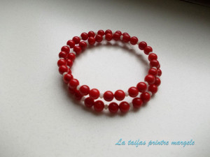 Spiral bracelet with red and white coral