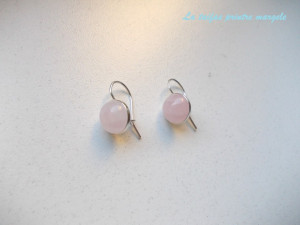 Sterling silver closed earwire earrings with round rose quartz  10 mm