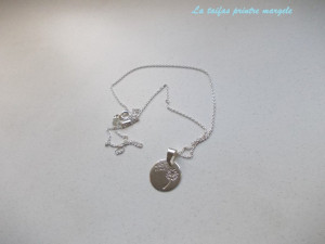 Sterling silver dendelion carved disk and chain