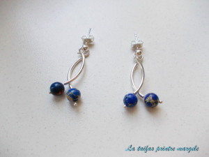 Sterling silver earrings with blue impression jasper